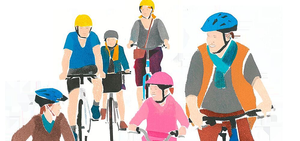 Radfahren Gruppe Illustration Radfahren Gruppe Illustration